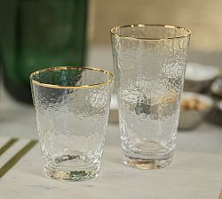 Hammered Gold Rim Tapered Glasses, Set of 4