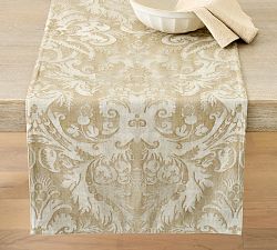 Open Box: Stella Damask Organic Cotton Table Runner