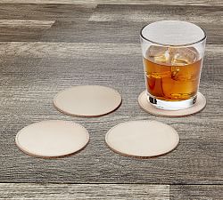 Open Box: Vachetta Handcrafted Leather Round Coasters - Set of 4