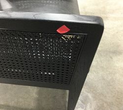 Open Box: Lisbon Cane Leather Dining Armchair - Sonoma Black