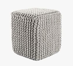 Chain Link Handwoven Wool Pouf