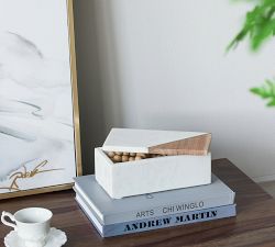 Handcrafted Decorative Marble and Wood Storage Boxes
