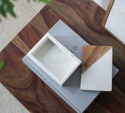 Handcrafted Decorative Marble and Wood Storage Boxes