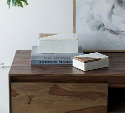 Handcrafted Decorative Marble and Wood Storage Boxes