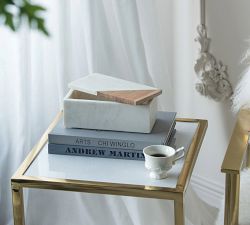 Handcrafted Decorative Marble and Wood Storage Boxes