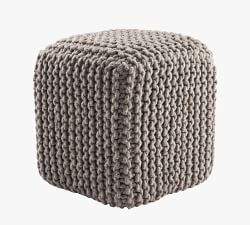 Chain Link Handwoven Wool Pouf