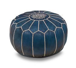 Nadia Moroccan-Style Leather Pouf