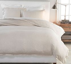 Open Box: Belgian Flax Linen Double Flange Duvet Cover, King/Cal King, Natural