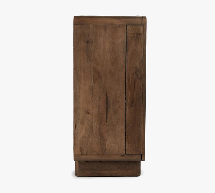 Back or side panel of cabinet showing wood grain and vertical boards