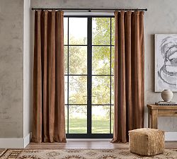 Custom Velvet Twill Blackout Curtain - Cognac