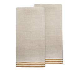 Handmade Block-Print Striped Tea Towels, Set of 2