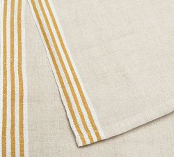 Handmade Block-Print Striped Tea Towels, Set of 2