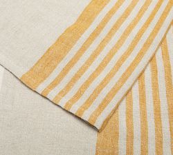 Handmade Block-Print Banded Colored Tea Towels, Set of 2