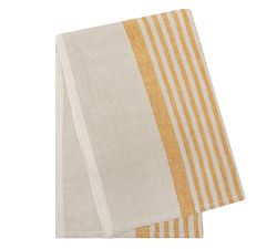 Handmade Block-Print Banded Colored Tea Towels, Set of 2