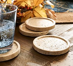 Travertine Marble Coasters - Set of 4