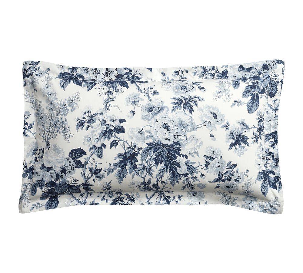 Garden Floral Percale Sham - Blue/White, King, Set of 2