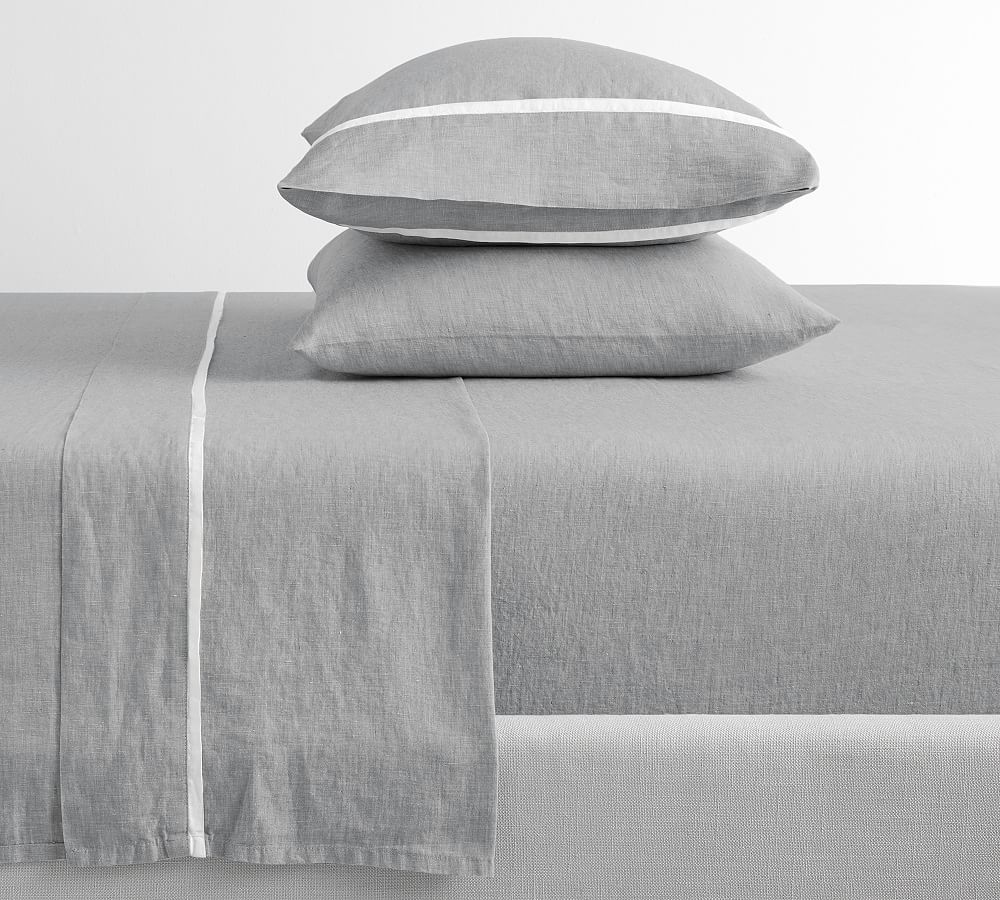 Belgian Flax Linen Contrast Flange Sheet Set