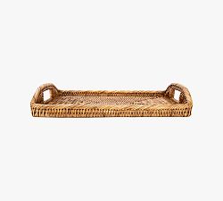 Tava Handwoven Rattan Rectangular Serving Tray - Thumbnail 5