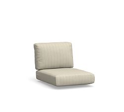 Open Box: Huntington Swivel Square-Arm Outdoor Lounge Chair Cushion Cover - High Performance Stripe Ivory Pinstripe