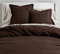 Open Box: European Flax Linen Waffle Duvet, Twin/Twin XL - Dark Chocolate