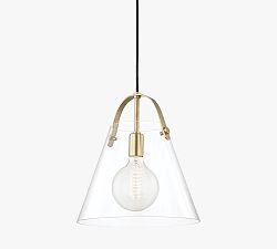 Open Box: Giles Glass Pendant, 13" - Brass