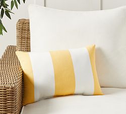 Open Box: SunbrellaÂ® Awning Striped Outdoor Pillow, 14" x 20" - Buttercup Yellow