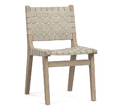 Open Box: Fenton Leather Dining Side Chair -  Statesville Pebble, Seadrift Frame