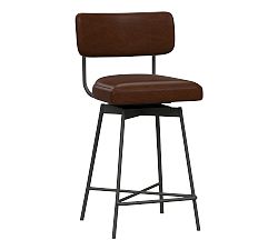 Open Box: Maison Leather Swivel Bar Stool, Counter Height - Legacy Chocolate, Bronze Legs