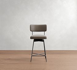 Open Box: Maison Upholstered Swivel Counter Stool (25") - Performance Everydayvelvet™ Carbon, Bronze Legs