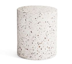 Open Box: Terrazzo Concrete Round Outdoor Side Table (15") - White