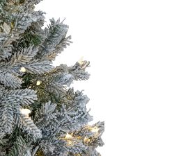 Pre-lit Faux Natural Cut Winter Flocked Spruce
