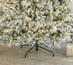 Pre-lit Faux Natural Cut Winter Flocked Spruce