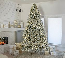 Pre-lit Faux Natural Cut Winter Flocked Spruce