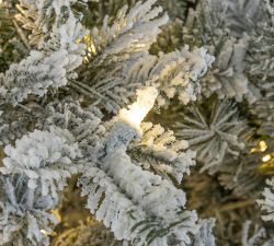 Pre-lit Faux Natural Cut Winter Flocked Spruce