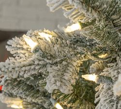 Pre-lit Faux Natural Cut Winter Flocked Spruce
