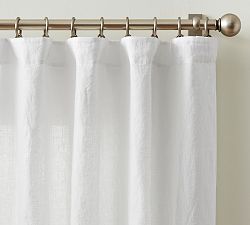 Open Box: Belgian Flax Linen Unlined Curtain, 100"W x 108"L - White