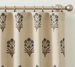 Open Box: Elinor Floral Mughal Blackout Curtain, 50"W x 96"L - Blue/Flax