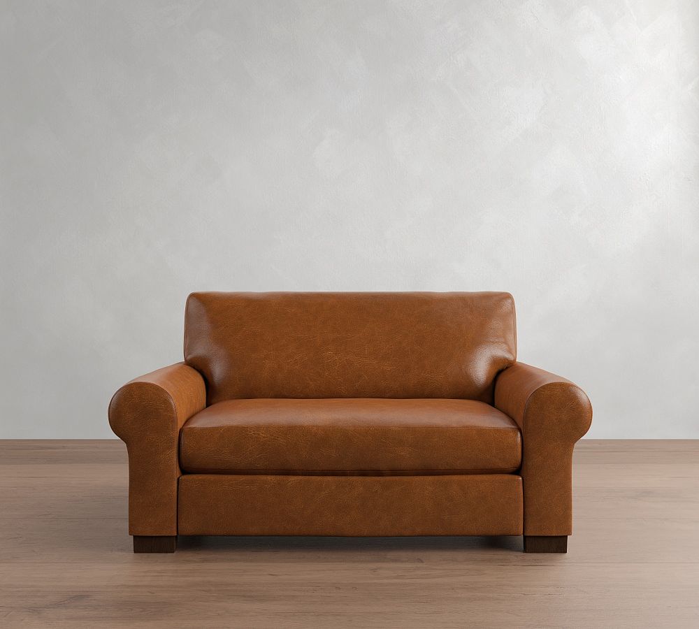 Turner Roll Arm Leather Sleeper Sofa (64"–88")