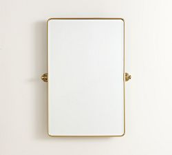 Open Box: Vintage Rounded Rectangle Pivot Mirror, 27" x 35" - Vintage Brass