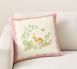 Spring Garden Bunny Printed Pillow