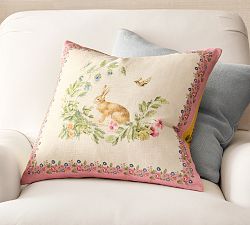 Spring Garden Bunny Printed Pillow