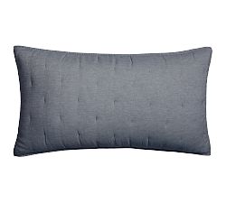 Open Box: Belgian Flax Linen Tufted Quilted Sham, King, Set of 2 - Steel Blue