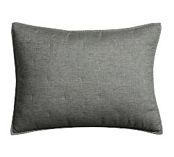 Open Box: Belgian Flax Linen Tufted Quilted Sham, Standard, Set of 2 - Charcoal