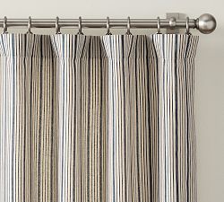 Open Box: Ticking Striped Printed Curtain, 50"W x 96"L - Navy