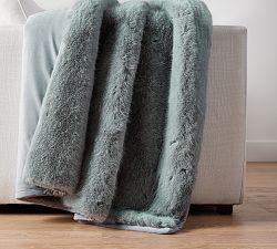 Open Box: Faux Fur Mink Throw, 60" x 80" - Cloud