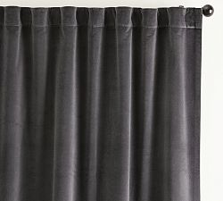 Open Box: Velvet Twill Blackout Curtain, 50" W x 120" L - Washed Black