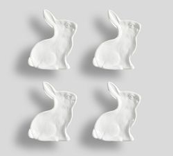 Floral Bunny Figural Stoneware Appetizer Plates - Set of 4