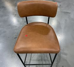 Open Box: Maison Leather Stool, Counter Height (24") - Vintage Caramel, Antique Bronze Leg