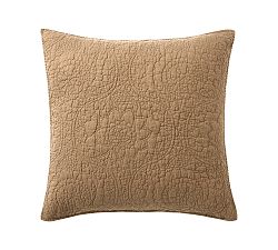 Open Box: Belgian Flax Linen Floral Stitch Quilted Sham, Euro, Set of 2 - Bronze