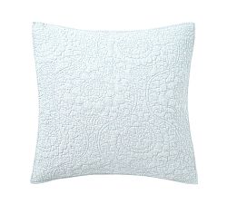 Open Box: Belgian Flax Linen Floral Stitch Quilted Sham, Euro, Set of 3 - Blue Frost